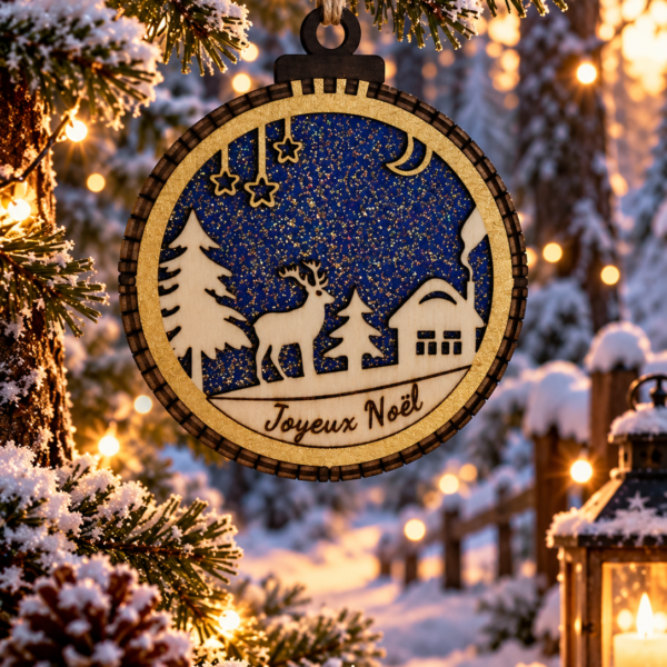 Boule de Noël en bois Renne